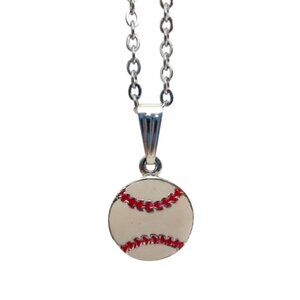 New Baseball Pendant Necklace 18" Stainless Chain - Baseball Sports Fan Jewelry